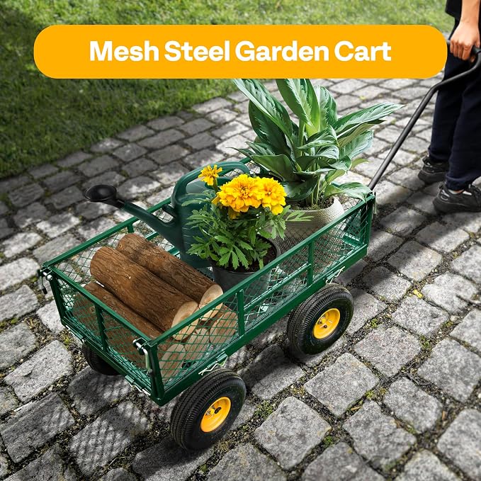 VIVOHOME Heavy Duty 880 Lbs Capacity Mesh Steel Garden Cart Folding Utility - Image 2