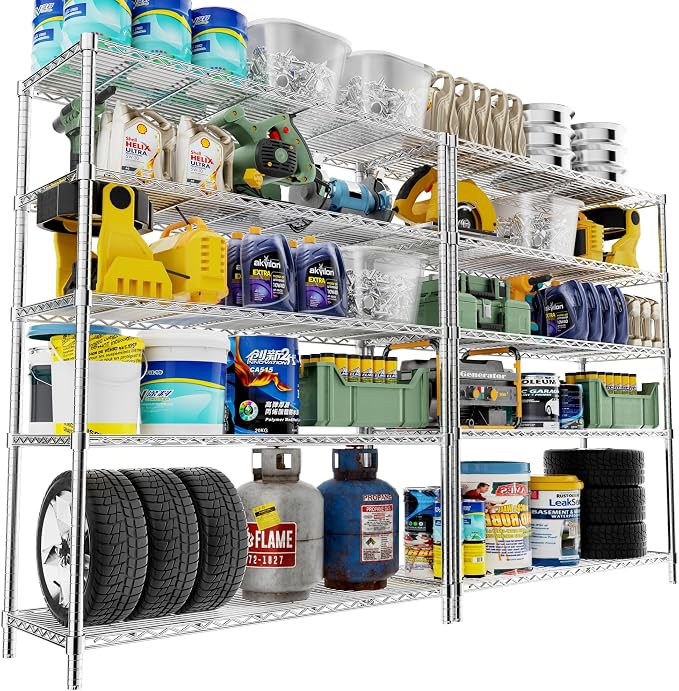 Storage Shelves Heavy Duty, 5-Tier Adjustable Metal Industrial Utility Shelf by ROOMTEC