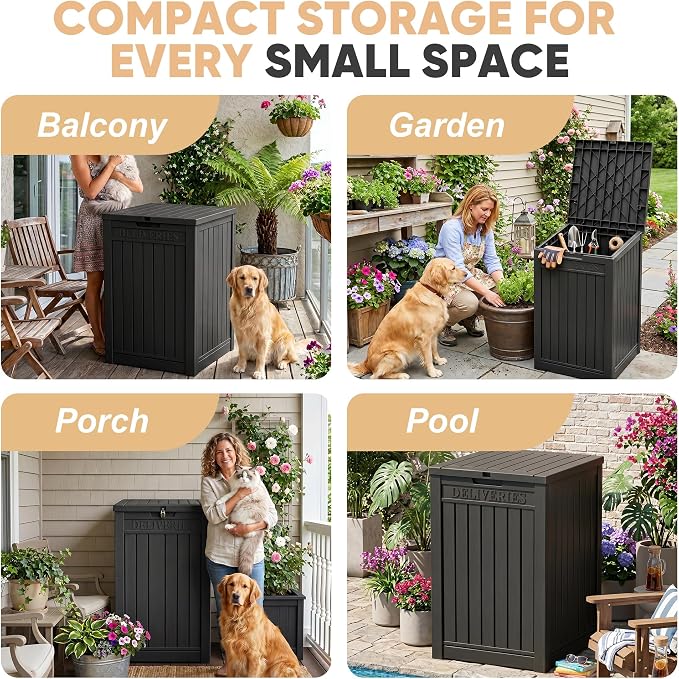 EasyUp 56 Gallon Deck Boxes Outdoor Waterproof, Resin Outside Storage Box - Image 8