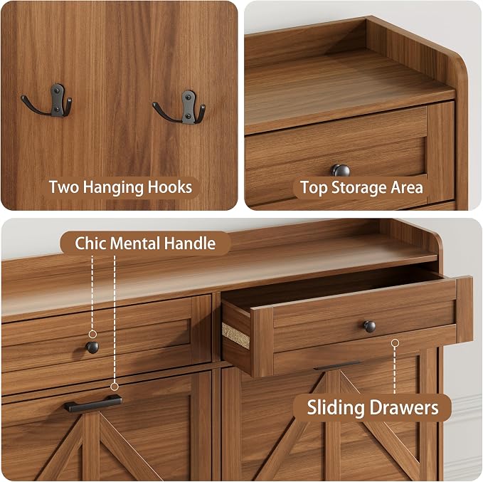 Shoe Cabinet with 4 Flip Drawers & 2 Top Drawers, Hidden Slim Shoe Rack - Image 6
