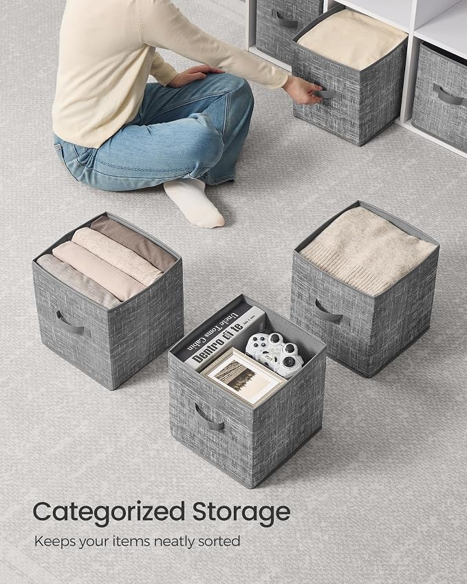 SONGMICS Storage Cubes, 10.2 x 10.2 x 11 Inches Non-Woven Fabric Bins - Image 4