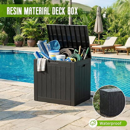 Vixzen 35 Gallon Deck Boxes Outdoor Waterproof, Lockable Resin Storage Box - Image 3