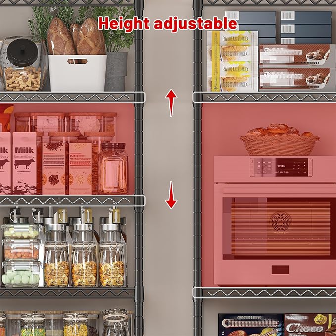 REIBII 45.5''W Storage Shelves Wire Shelving, 5 Tier Pantry Shelves - Image 6