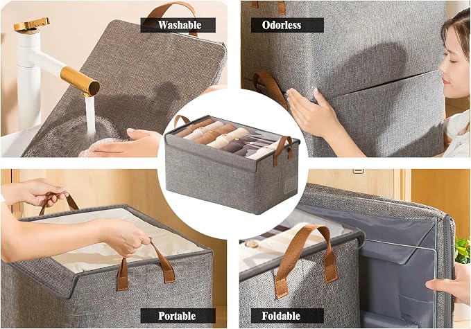 AARAINBOW Closet Clothes Organizer Bins 4 Pc, Fabric Box Storage Shelf Bins - Image 2