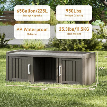 2-Tier Storage Bench, Waterproof UV-Resistant Outdoor Shoe Storage Cabinet - Image 3