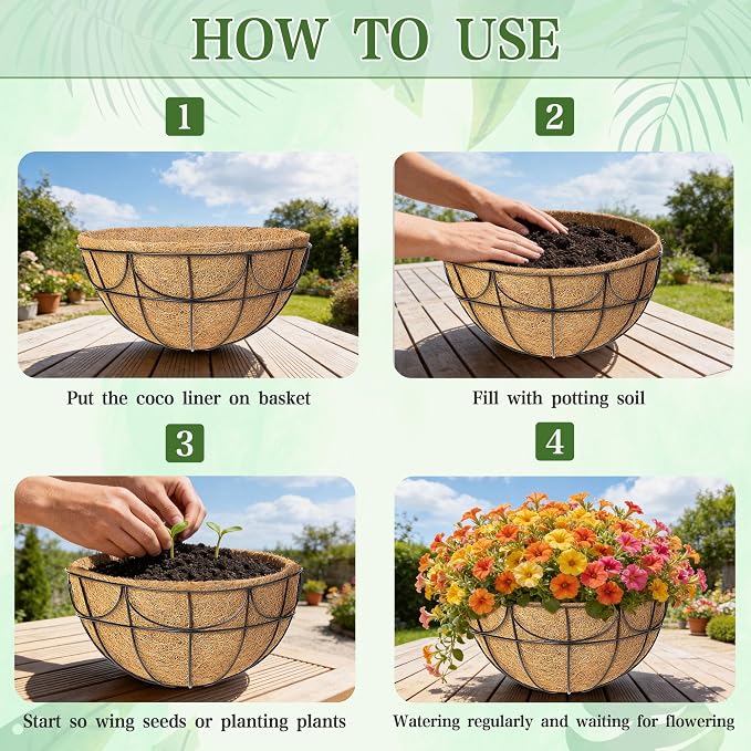 12 Inch 4 Pack Hanging Baskets Planters - Image 6