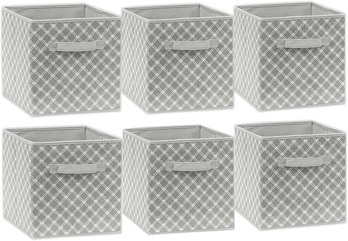 Simple Houseware 11-Inch Foldable Cube Storage Organizer Bin, Geometric Grey - Image 2