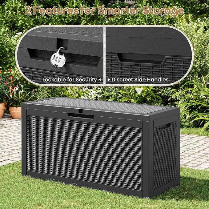 Outdoor Storage Box, 72 Gallon Resin Deck Boxes Outdoor Waterproof - Image 4