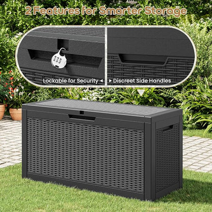 Outdoor Storage Box, 72 Gallon Resin Deck Boxes Outdoor Waterproof - Image 4