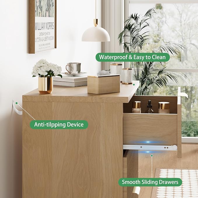 Fluted Nightstand, Mid Century Modern Wood Night Stand - Image 5