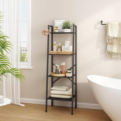 Hoctieon 4-Tier Industrial Ladder Bookshelf, Narrow Ladder Shelf, Tall Standing - Image 8