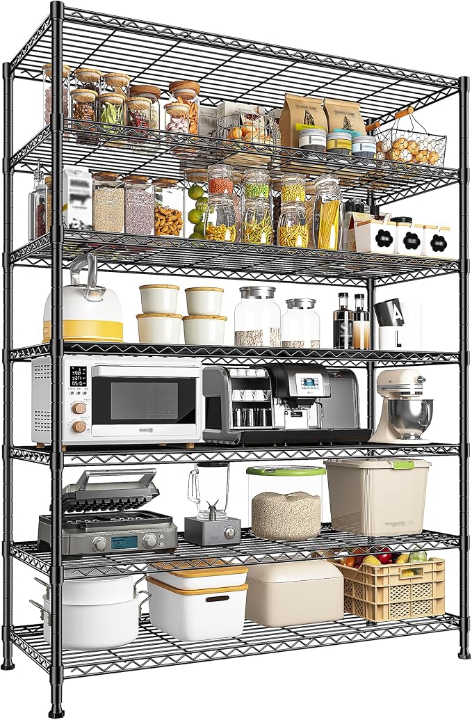 82.6H Metal Shelving Unit 7 Tier Storage Shelves Adjustable Wire Shelving Metal by Durayloly