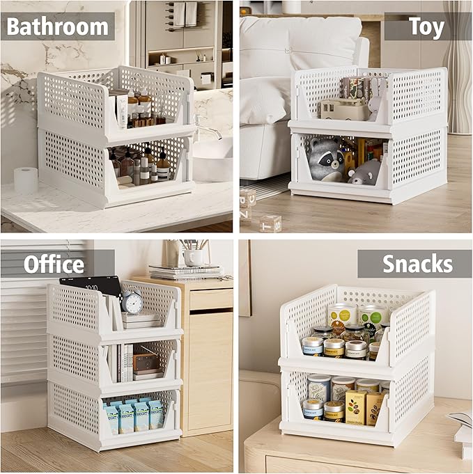 Proarea Stackable Closet Storage Bins, 5 Pack Closet Organizers and Storage - Image 7