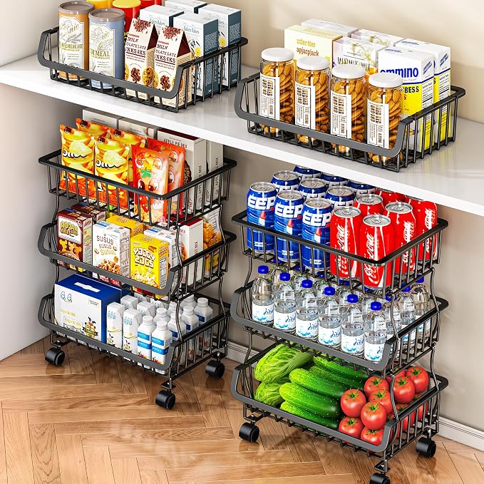 3-Tier Rolling Pantry Organizers and Storage Cart by Gsiekare