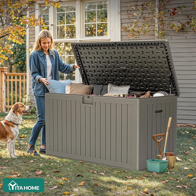 YITAHOME 220 Gallon Extra Large Deck Box, Double-Wall Resin Outdoor Storage Box - Image 6