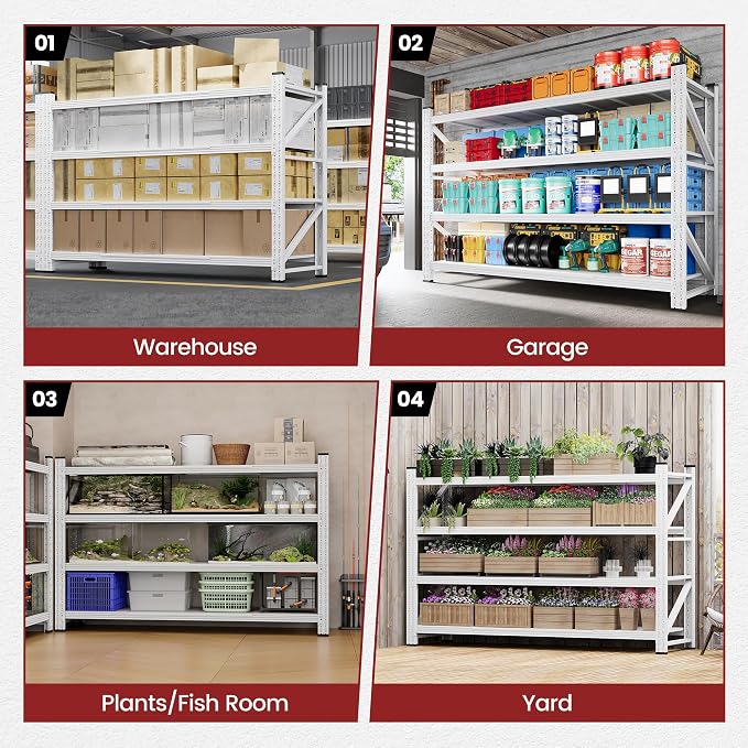 71" Wide Storage Shelves, 5000LBS Garage Shelving Heavy Duty, Standing Shelf - Image 8
