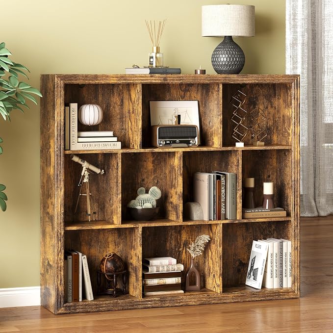 Book Shelf with 10-Cube, 43” Wide Bookshelf with Anti-Tip Device, 38” Tall Open by BORNOON