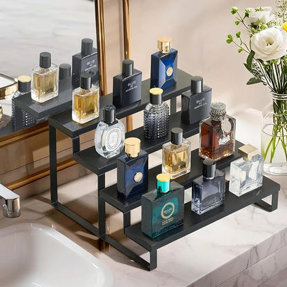 Wood Cologne Organizer for Men, 12 Inch 4 Tier Cologne Stand Waterproof Perfume - Image 2