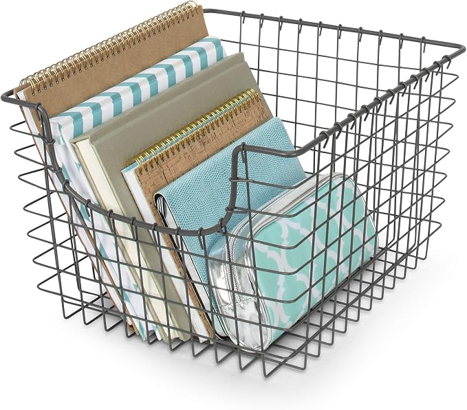 Spectrum Wire Scoop Basket Storage Bin Industrial Gray Nesting Metal Baskets - Image 7