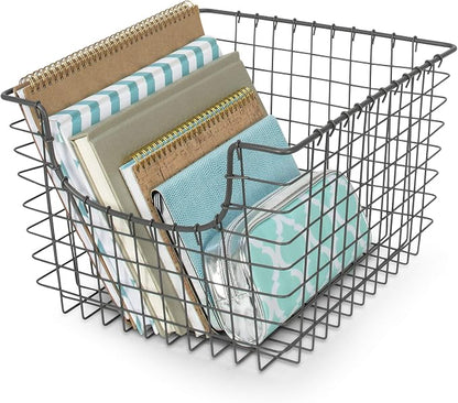 Spectrum Wire Scoop Basket Storage Bin Industrial Gray Nesting Metal Baskets - Image 7