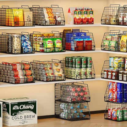 Jakyitvi 4 Pack XXL Stackable Wire Storage Basket, Extra Large Capacity Pantry - Image 2