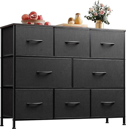 WLIVE 8 Drawer Dresser for Bedroom, Fabric Black Dresser by WLIVE