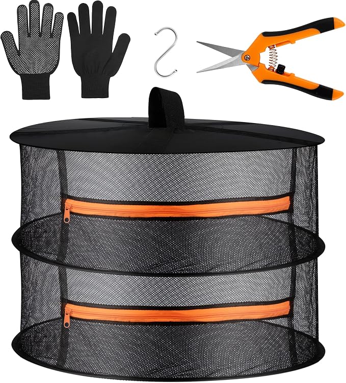 Desy & Feeci Herb Drying Rack- 2ft Diameter 2 Layer Folding Mesh Hanging Basket by DesyFeeci