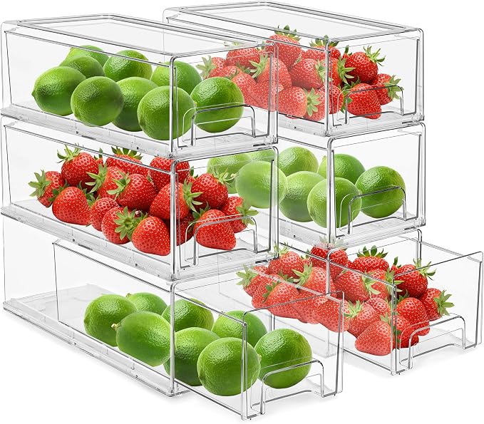 Sorbus Small Wide Clear Storage Drawers – Stackable Storage Drawers - Image 8