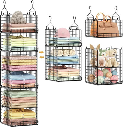 6 Tier Hanging Closet Organizers and Storage Stackable Hanging Closet Shelves by Yuyetuyo