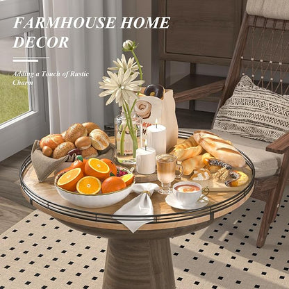 24" Lazy Susan Oak Wood Turntable Organizer - Image 5