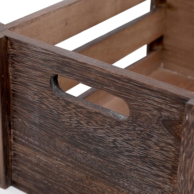 Set of 3 Nesting Wooden Crates, Small Rustic Farmhouse Wood Storage Boxes - Image 6