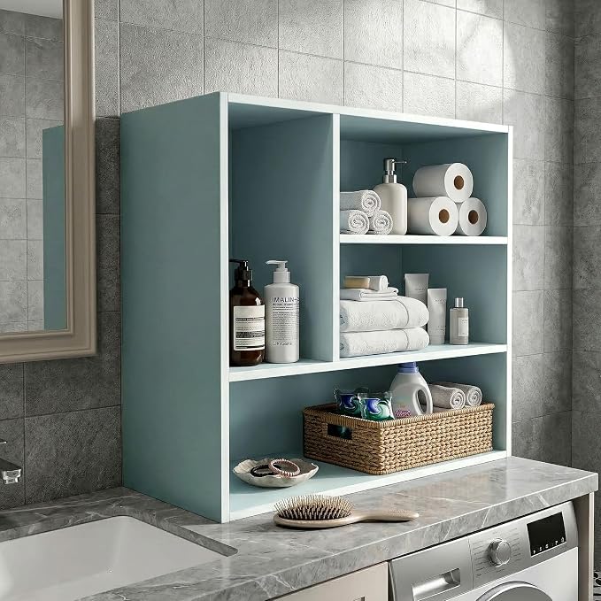 Homes: Inside + Out Apexa 4-Vertical Storage Organizer Shelves, Stackable Wood - Image 2