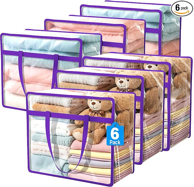 Budding Joy 6 Pack Clear Zippered Storage Bags by BuddingJoy-BuildaJoyfulLifeforYou