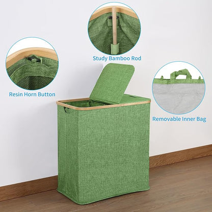 efluky Laundry Hamper with Lid, Double Laundry Hamper with 2 Removable Bags - Image 2