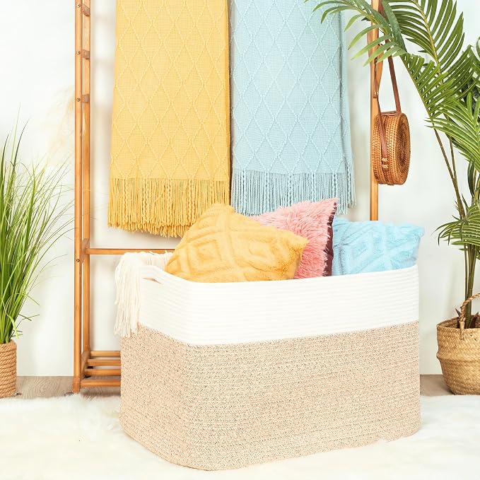 MINTWOOD Design 112L Extra Large Blanket Basket Holder Living Room, Pool Towels - Image 2