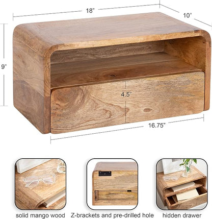 Kate and Laurel Kato Transitional Wood Floating Side Table - Image 3