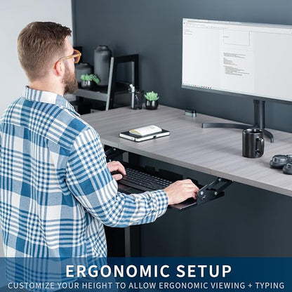 VIVO Large Under Desk 27 x 11 inch Computer Keyboard and Mouse Tray - Image 2