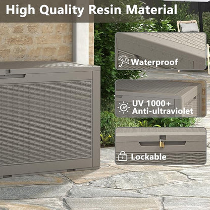 NUNU LAB 102 Gallon Large Waterproof Resin Deck Box, Lockable Outdoor Storage - Image 8