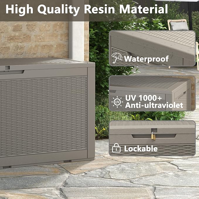 Outdoor Storage Box, Resin Deck Boxes Indoor and outdoor, Waterproof Storage - Image 6