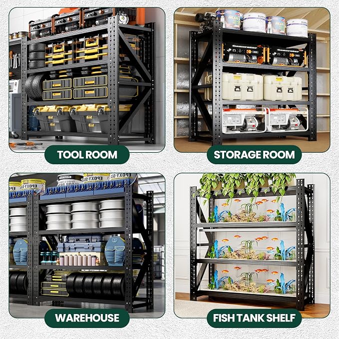 Heavy Duty Garage Storage Shelves 5000LBS Capacity, 4-Tier Adjustable - Image 9