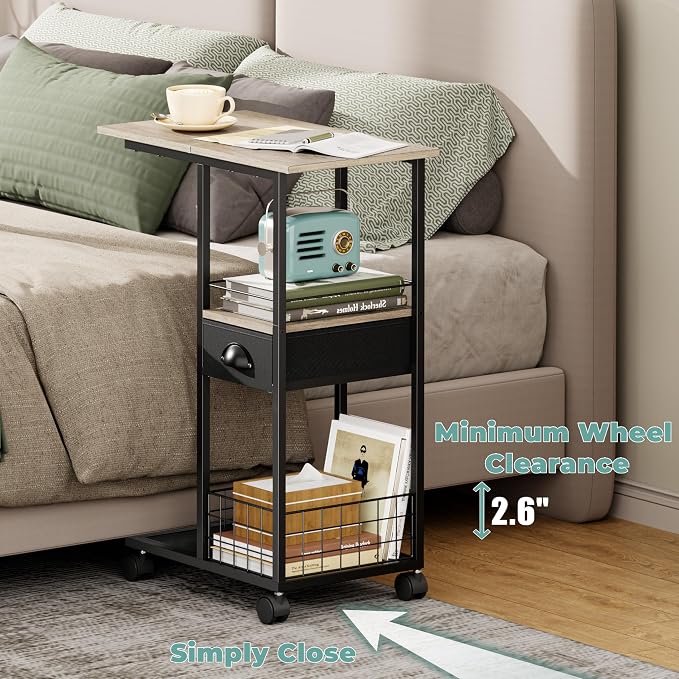 Rolling C Shaped Side Table - Image 6