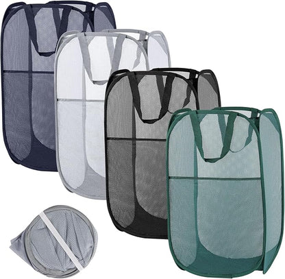 4Pcs Pop Up Laundry Basket Set，Collapsible Pop Up Hamper in 4 Colors, Mesh by acDesign