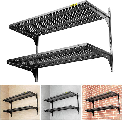 1pack×2 Tier 1.3x3ft Garage Shelving Wall Mounted, 400 lbs Load Capacity by AECXM