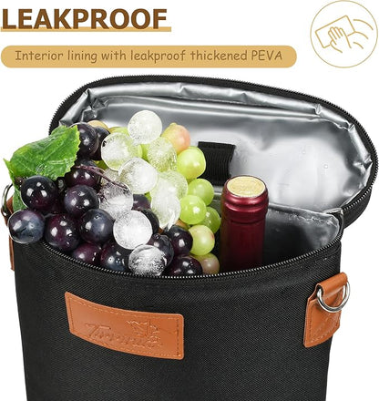 Tirrinia 2 Bottle Leakproof Insulated Wine Tote Carrier Bag - Image 2