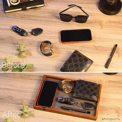 Shinpuru Wooden Valet Tray for Men, Nightstand Organizer - Image 4