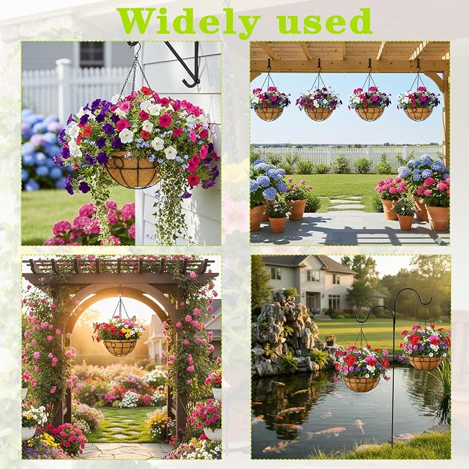 4 Pack 16" Round Metal Hanging Basket - Image 3