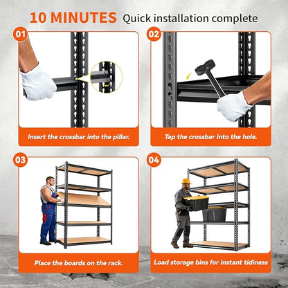2200LBS Garage Shelving 72" H Storage Shelves Heavy Duty Adjustable Metal - Image 8