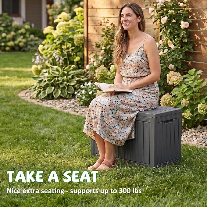 DRATO 50 Gallon Outdoor Storage Box Waterproof, Lockable Resin Deck Box - Image 6