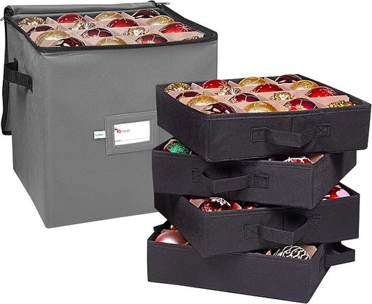 Christmas Ornament Storage Box, 4 Individual Trays Xmas Storage Container by Primode