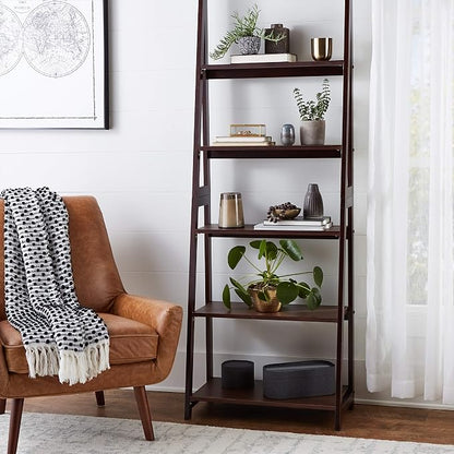 Amazon Basics Ladder Bookshelf Organizer, Solid Rubberwood Frame, Espresso - Image 2
